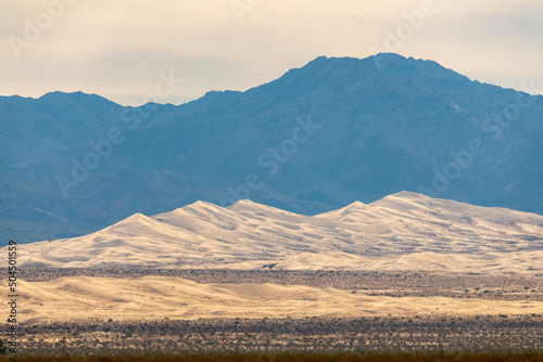 Landscape views from the Mojave Desert  California  United States of America with Kelso Dunes. 
