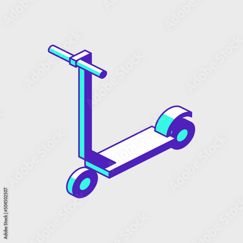Kick electric scooter isometric vector icon illustration