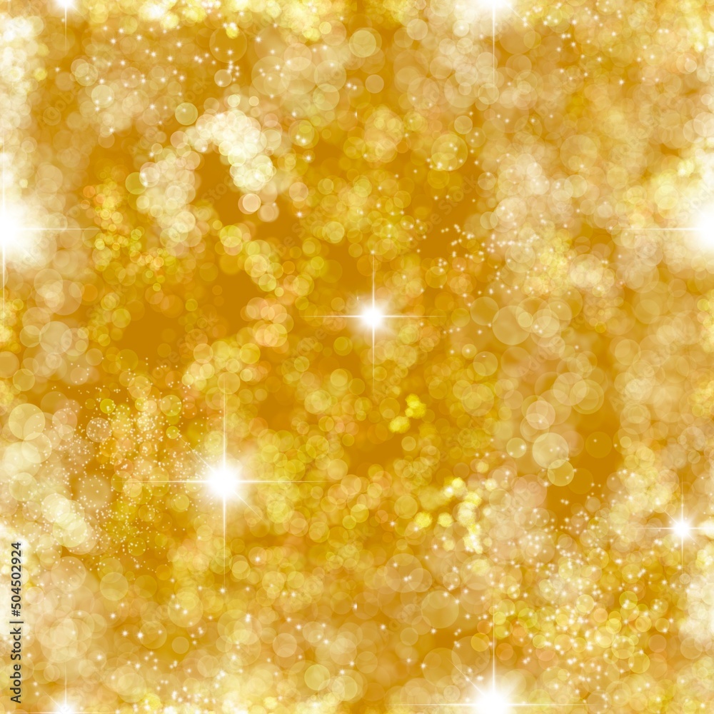 Seamless pattern with gold golden glitter shiny background. Metal metallic shimmering glow texture, luxury fashion design. Yellow abstract sparkle New Year Christmas celebration party print.