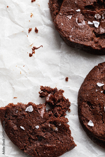 freshly baked chocolate sable cookies photo