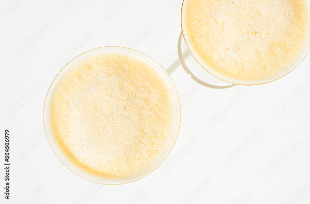 Two Banana Daiquiri Cocktails From Above Two Banana Daiquiri Cocktails From Above