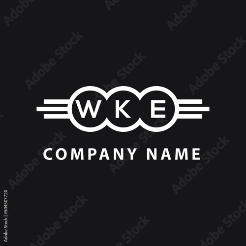 WKE letter logo design on black background. WKE  creative initials letter logo concept. WKE letter design. photo