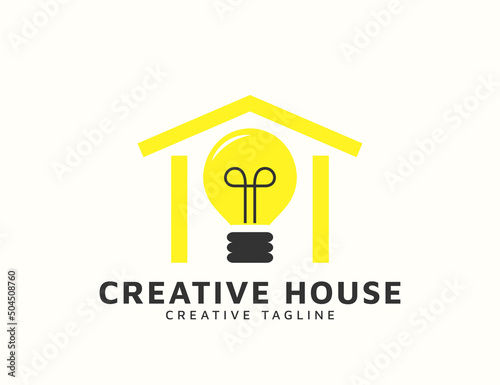 Creative lamp house logo design