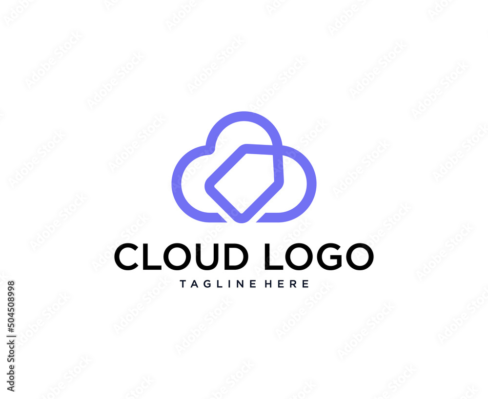 minimalist Cloud with arrow logo design template. storage Technology minimalist Cloud with arrow logo design template. storage Technology