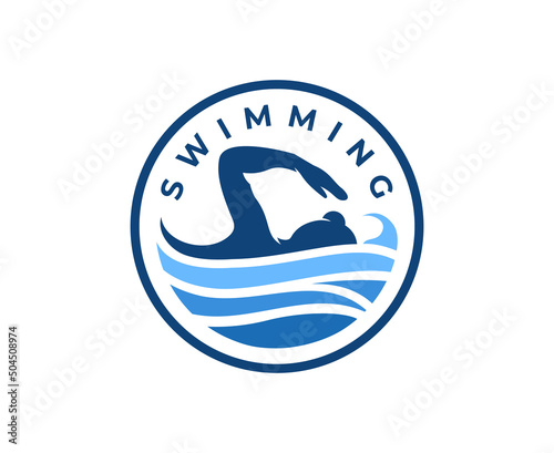Swimming Pool Silhouette Sea Ocean Water Wave Logo design template