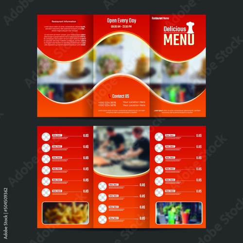 Orang Restaurant fold brochure template