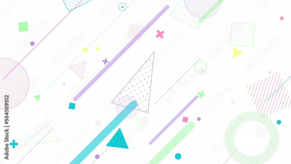 Colorful geometric background in trendy colors. Seamless shape animation.