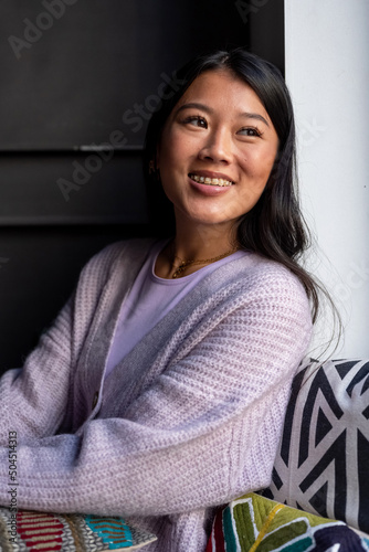 Portrait of Asian female at break in the office photo