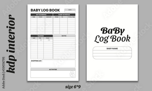 baby logbook kdp interior template. Baby logbook tracker. set of baby logbook. KDP interior journal. Daily baby activity. photo