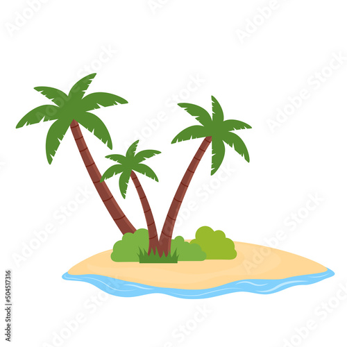 Exotic natural landscape for vacation or summer weekend holiday isolated Palm tree paradise with mountains Tropical island at sea ocean.