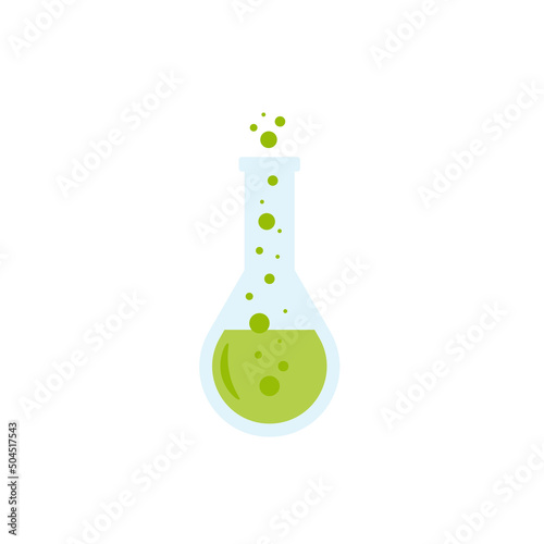 Lab chemical tubes set. Glass beaker, tubes and bottles, tools for laboratory experiment, flasks in holder, burner. Vector illustration for chemistry, medical research, science concept