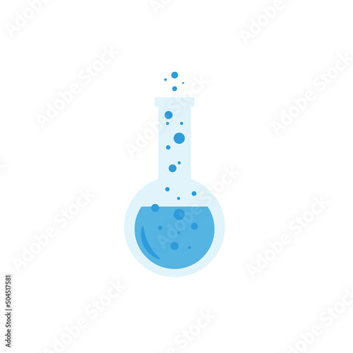 Lab chemical tubes set. Glass beaker, tubes and bottles, tools for laboratory experiment, flasks in holder, burner. Vector illustration for chemistry, medical research, science concept