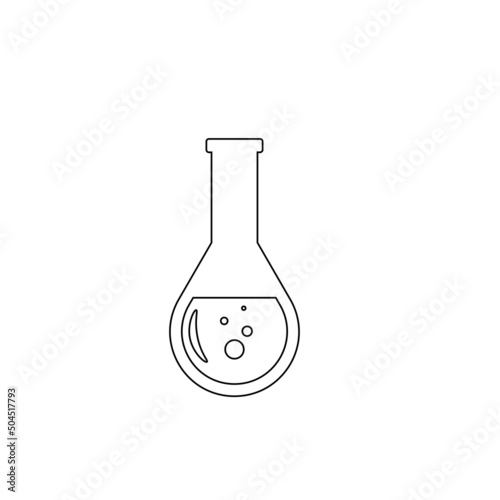 Lab chemical tubes set. Glass beaker, tubes and bottles, tools for laboratory experiment, flasks in holder, burner. Vector illustration for chemistry, medical research, science concept