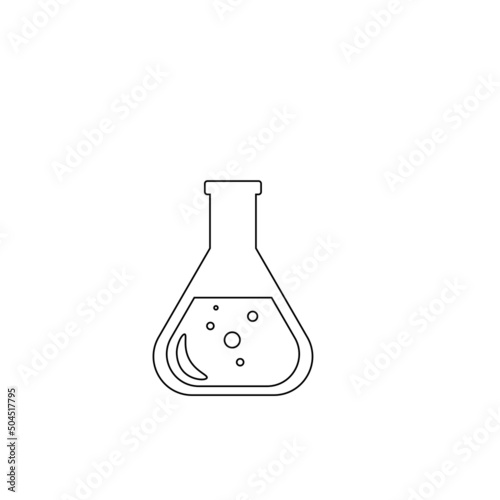 Lab chemical tubes set. Glass beaker, tubes and bottles, tools for laboratory experiment, flasks in holder, burner. Vector illustration for chemistry, medical research, science concept