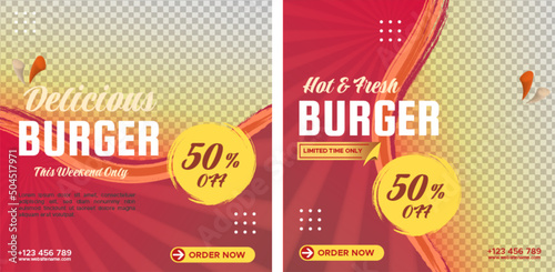 Food menu delicious burger banner social media post template