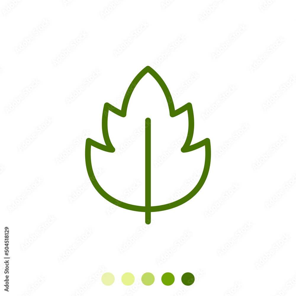 Simple green leaf linear icon. Simple green leaf linear icon.