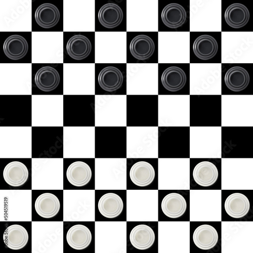 Board and checkers to play. Vector.