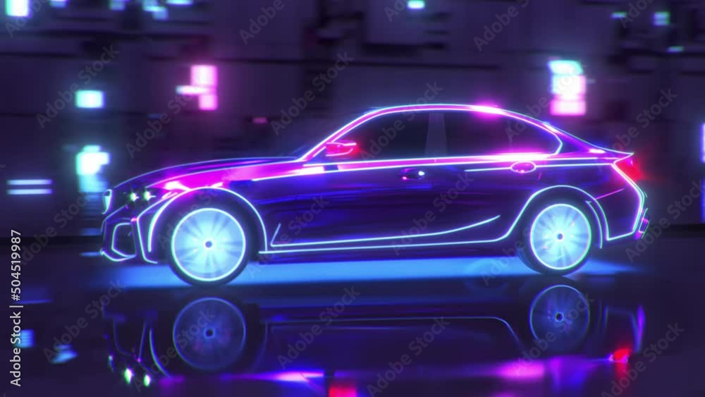 Super fast car going on the road with lights trails. hyperspeed auto and traffic concept action. 