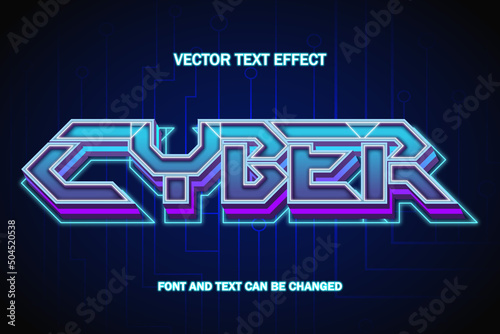 cyber 3d technology style editable text effect font style template photo