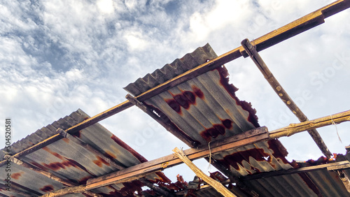 Broken rust galvanized roof