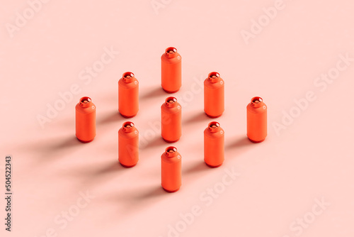 3d rendering of set of gas bottles photo