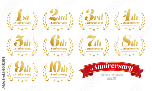 アニバーサリー 1周年から10周年 タイトル ロゴ アイコンセット