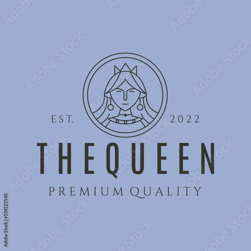 the queen beauty line art logo vector symbol illustration design