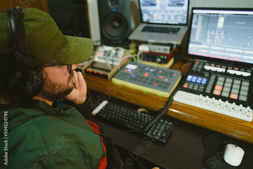 Music Producer Creating Music At His Home Studio photo