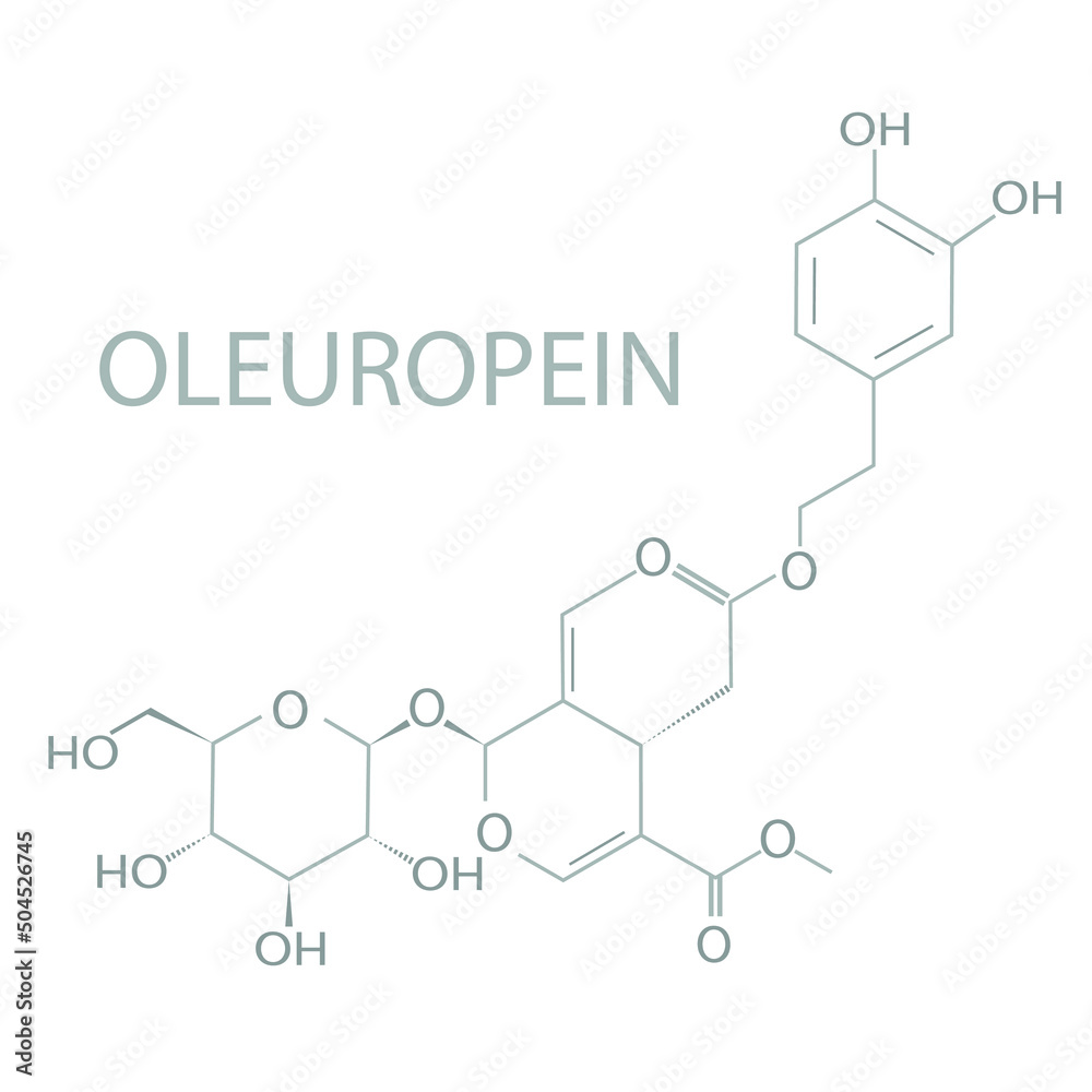Oleuropein molecular skeletal chemical formula. Oleuropein molecular skeletal chemical formula.