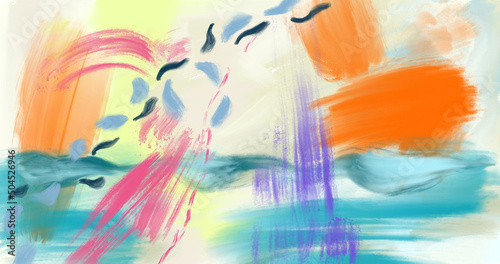 Canvas Print abstract impressionist colorful brushstrokes painting background