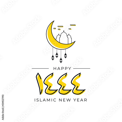 illustrations of islamic new year. Happy muharram 1444 design