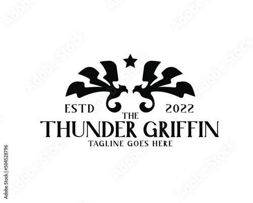 abstract thunder griffin logo vector silhouette icon