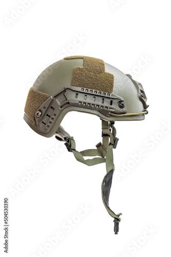 Military tactical helmet isolated on white.