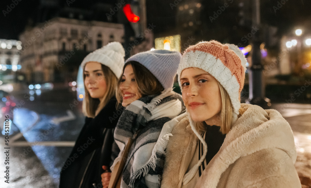 Three young women in the city Three young women in the city