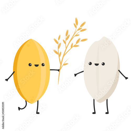 Rice character design. rice vector on white background. Paddy vector.