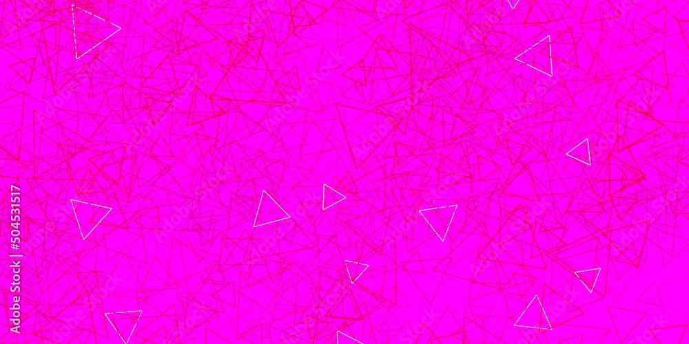 Dark Pink vector background with triangles.