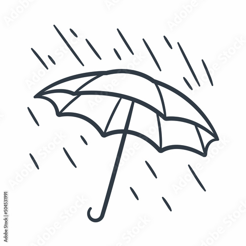 rainy umbrella single isolated icon with sketch hand drawn outline style