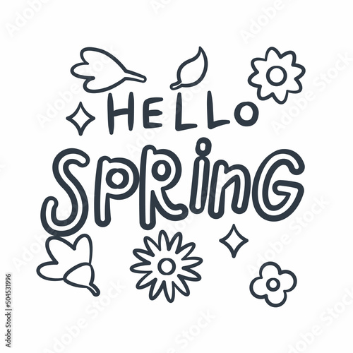 hello springtime single isolated icon with sketch hand drawn outline style