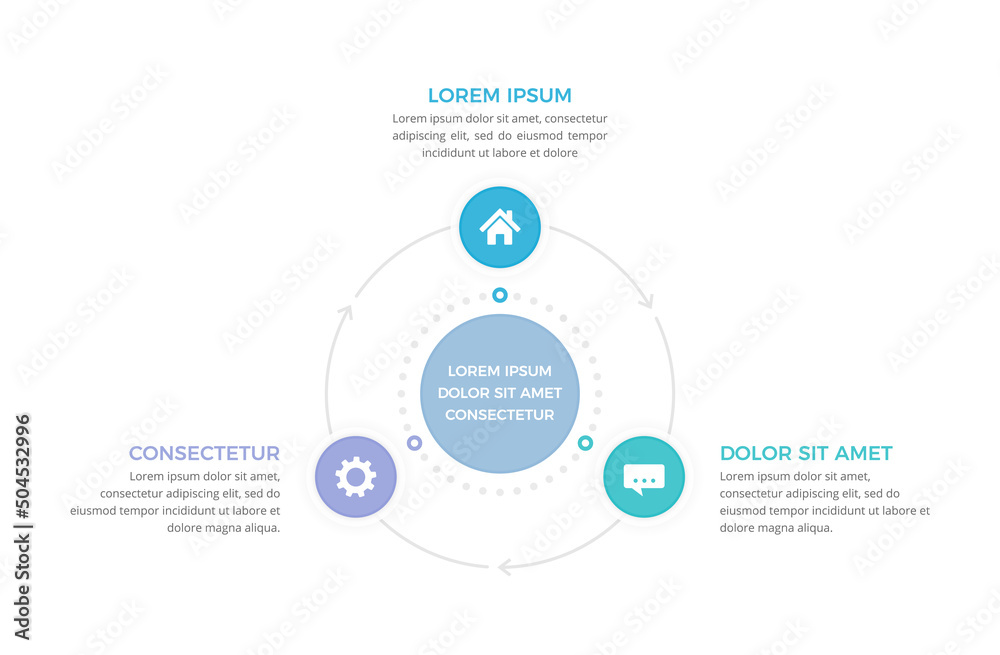 Circle diagram template with three steps or options, process ...