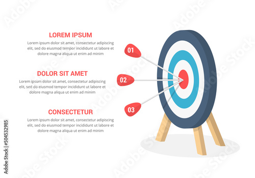 Target with three arrows, three steps or options infographics