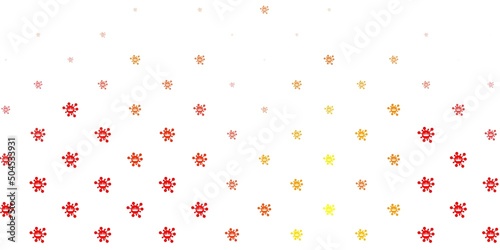 Light red, yellow vector background with covid-19 symbols.