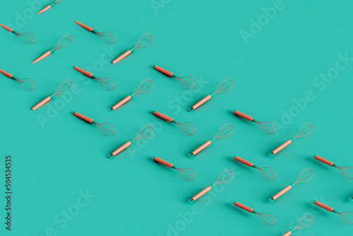 rows of pink kitchen utensils