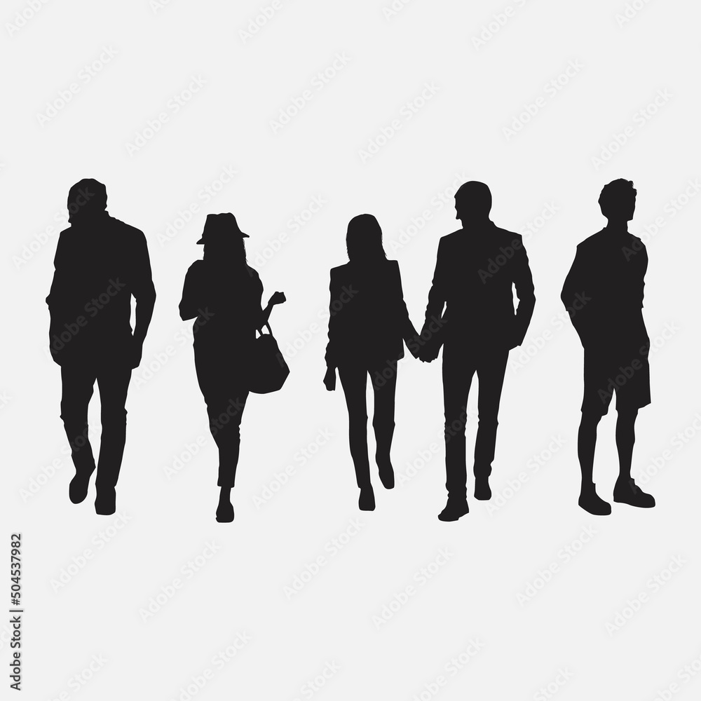 Silhouette black colour people on white background