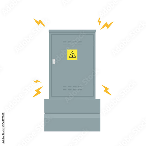 Electrical cabinet cartoon vector. free space for text. Leaked electricity.
