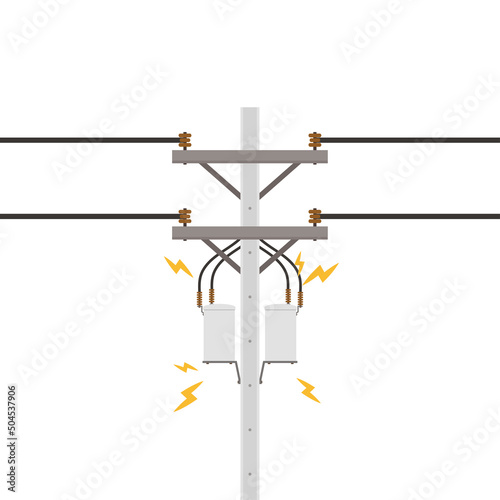 Electric pole vector. Electric leakage. wallpaper. free space for text. copy space.