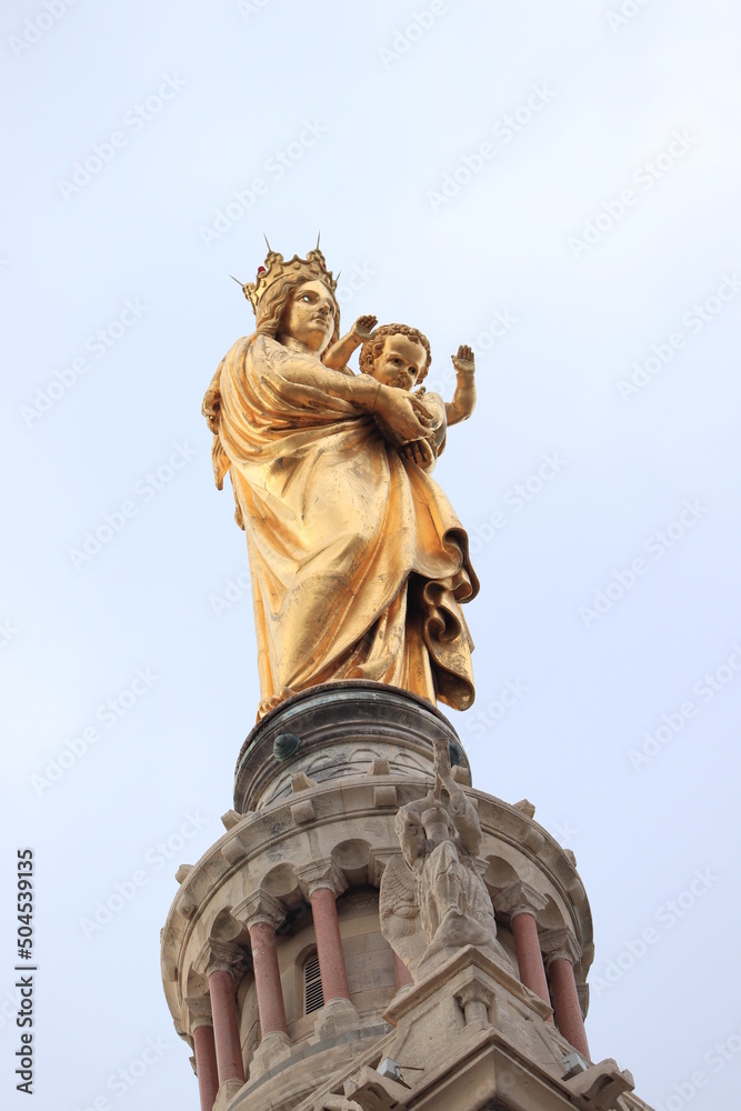 Marseille, France - september 25th 2019: Notre Dame De La Garde cathedral Marseille, France - september 25th 2019: Notre Dame De La Garde cathedral