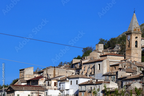 Calascio, mountaintop medieval town near the Castle of Rocca Calascio. Located within the Gran Sasso National Park in the province of L'Aquila, Abruzzo – Italy photo