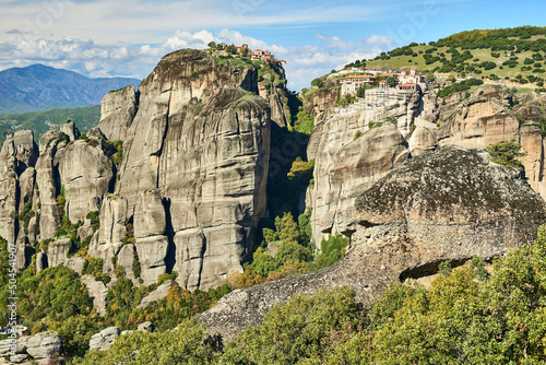 Obraz na płótnie meteora monastery on a sunny day in the mountains of greece w salonie