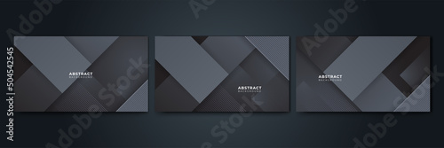 Set of Realistic Abstract metalic dark grey design background
