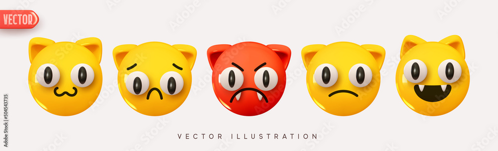 Angry Cat Emoticon Emoji Smiley Vector Illustration Stock